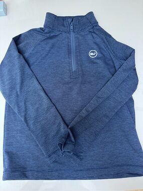 Vineyard Vines Boys Navy Striped Quarter-Zip Pullover